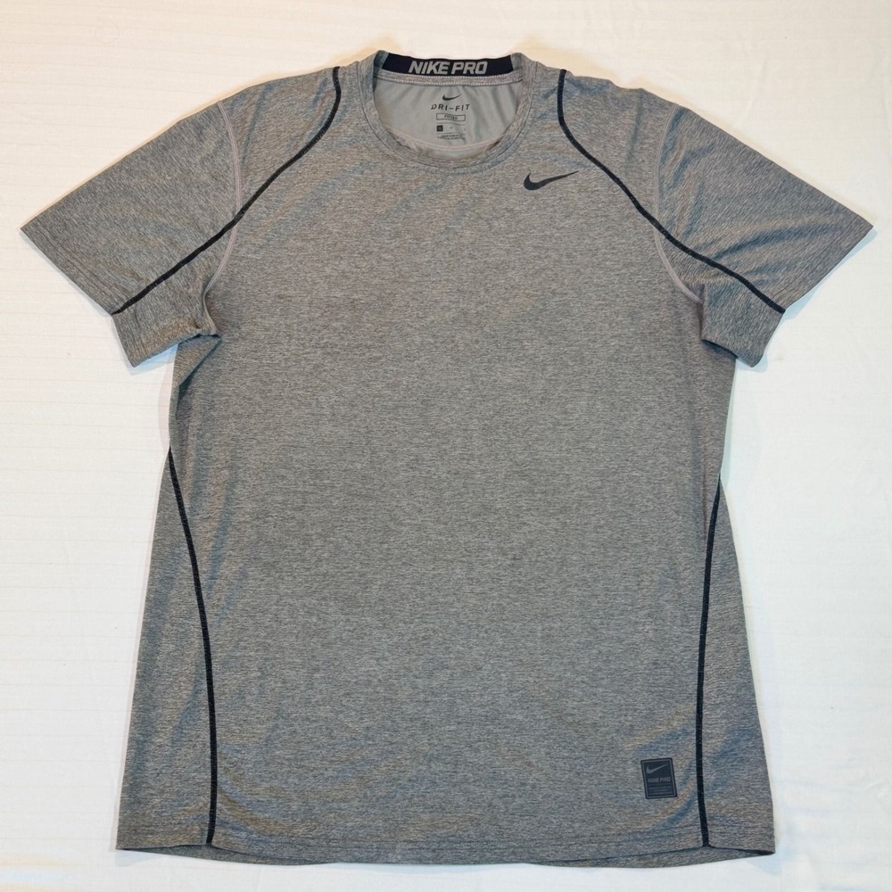 Nike Pro Dri-Fit Grey Heather Activewear T-Shirt Mesh Back Mens Large - Picture 3 of 8